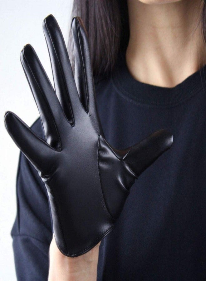 DooWay Touchscreen Black Short Women Fashion Gloves Faux Leather 16cm 6-inch Evening Party Driving - Image 4